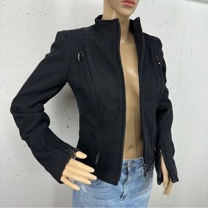 DUBUC Size 4 Black Ribbed Fitted Jacket